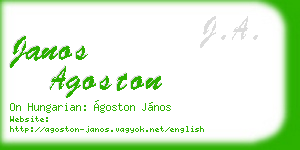 janos agoston business card